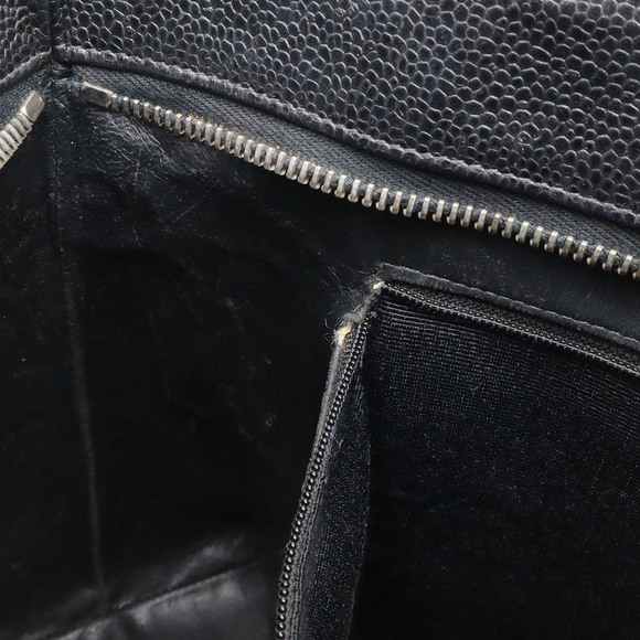 CHANEL Matelasse Coco Mark Caviar Skin Tote Bag Leather Black A01804 - Picture 9 of 10